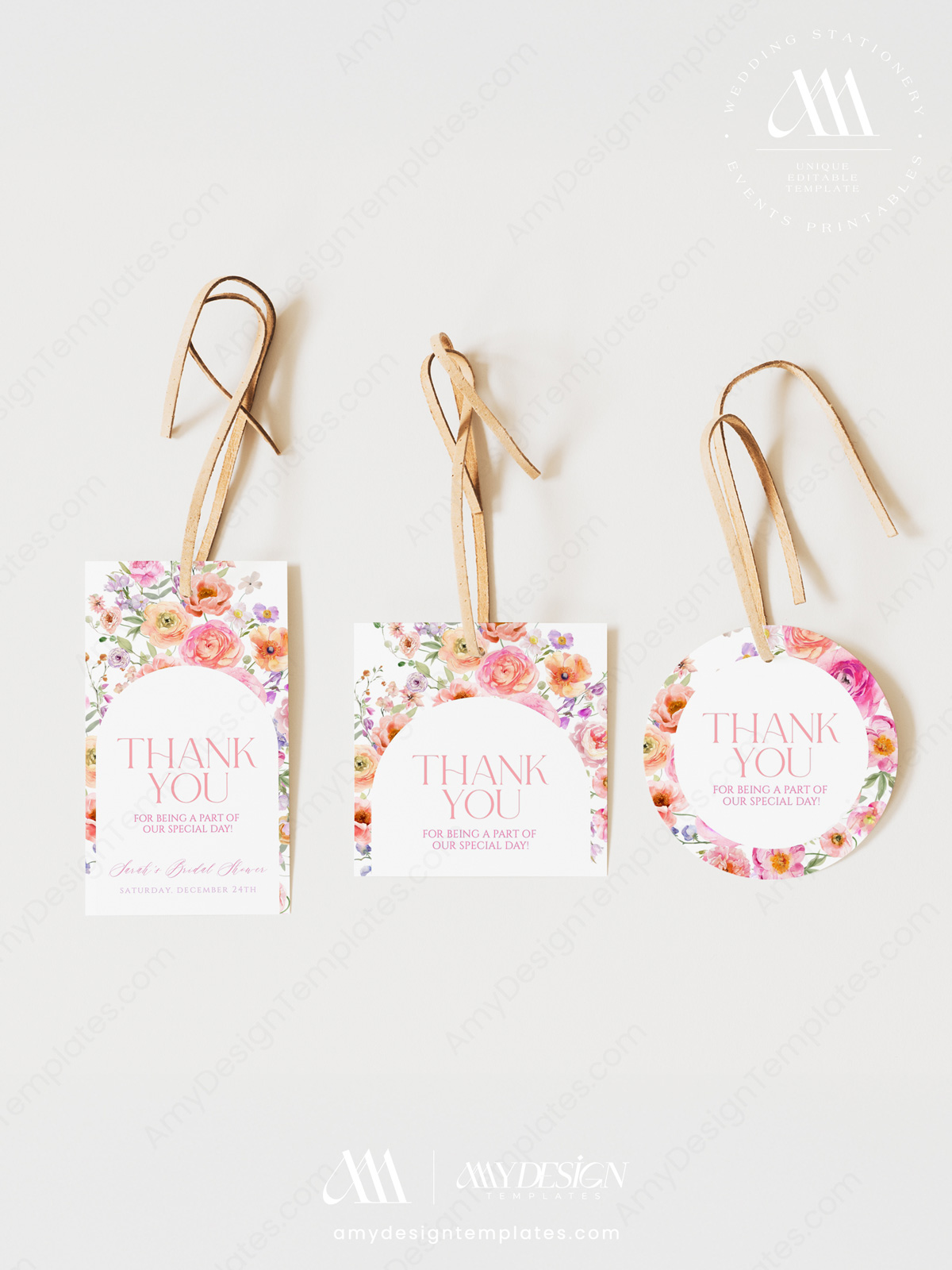 Colorful Favor Tags Template | Floral Wedding Shower Thank You Tag | Birthday Party Tags | Personalized Tags