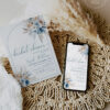 Boho Pampas Grass Bridal Shower Invitation Template Editable | Dusty Blue Bohemian Invite Printable ACB008 Boho Pampas Grass Bridal Shower Invitation Template Editable 3