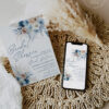 Blue Boho Bridal Shower Invite Card Editable | Dusty Blue Printable Template Blue Boho Bridal Shower Invite Card Editable