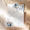Blue Boho Bridal Shower Invite Card Editable | Dusty Blue Printable Template Blue Boho Bridal Shower Invite Card Editable