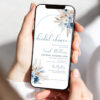 Dusty Blue Boho Bridal Shower E-vite Template Editable | Digital Invitation Dusty Blue Boho Bridal Shower E-vite Template Editable