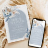 Blue Boho Digital Bridal Shower Invitation Editable | Template Printable Blue Boho Digital Bridal Shower Invitation Editable