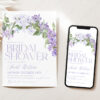 Floral Lilac Bridal Shower Invitation Template | Editable Purple Brunch Invite Printable Card B001 Digital Bridal Shower Evite Template Editable 3Amy Design Templates