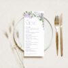 Lilac Menu Template | Purple Wedding Shower Menu Card | Dessert Menu Card | Custom Menu Printable B001 Lilac Menu Template Amy Design 1