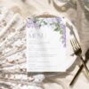 Lilac Menu Template | Purple Wedding Shower Menu Card | Dessert Menu Card | Custom Menu Printable B001 Lilac Menu Template Amy Design 2