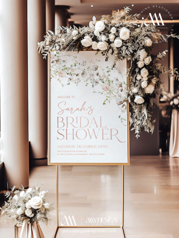 Wildflower Bridal Shower Welcome Poster Sign Template | Welcome To Shower Signage Printable