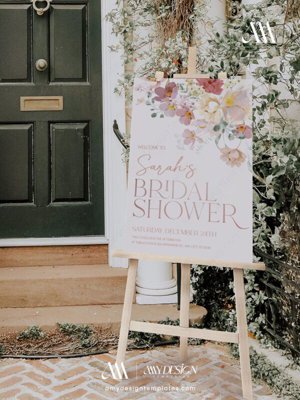 Blush Pink Floral Bridal Shower Welcome Sign Template | Shower Poster Printable Download