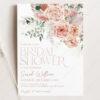 Dusty Roses Floral Bridal Shower Invitation Template Editable | Pink Printable Card Customizable Dusty Roses Floral Bridal Shower Invitation Template Editable