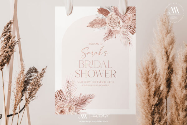 Alternative view of Arch Boho Bridal Shower Welcome Sign | Printable Template for Bridal Shower Poster Signage