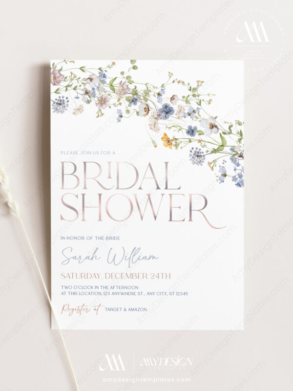 Alternative view of Wildflower Bridal Shower Invitation Template Editable | Whimsical Bridal Brunch Invite Printable
