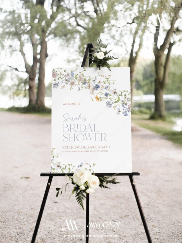 Alternative view of Wildflower Shower Sign Template Download | Welcome To Wedding Shower Sign Printed