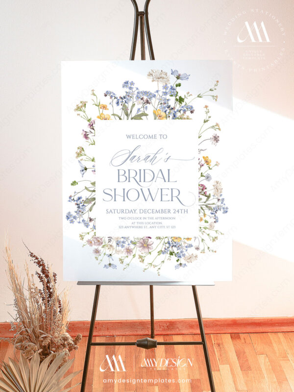 Alternative view of Welcome To Bridal Shower Sign Template Wildflower | Botanical Wedding Shower Poster Large Signage