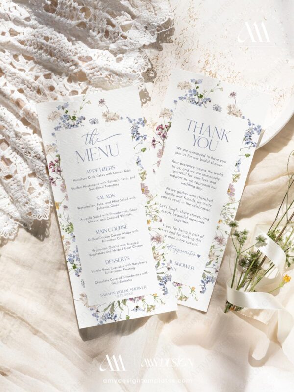 Alternative view of Wildflower Bridal Shower Menu Template | Wedding Menu Template | Editable Menu Card