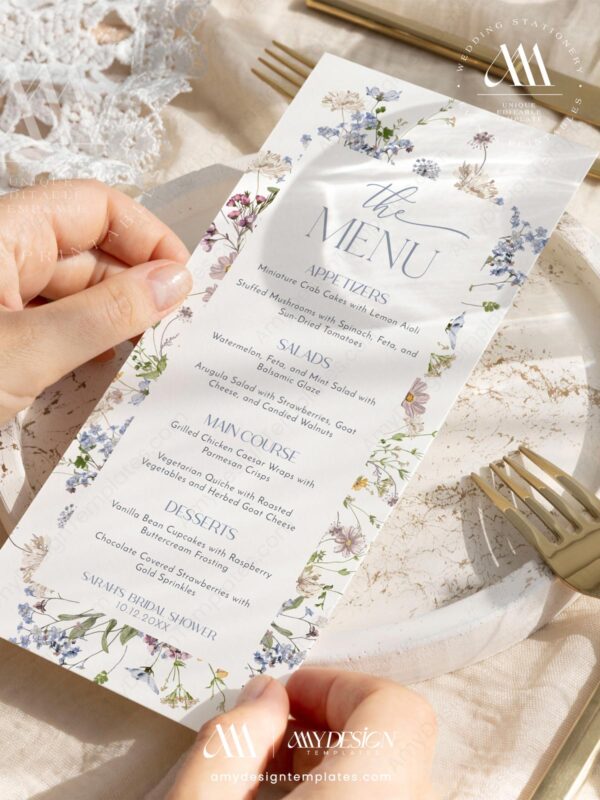 10+ Free Floral Menu Wedding Templates: Design a Bloom-Filled Feast Collection of wedding menu cards at Amy Design Templates B017