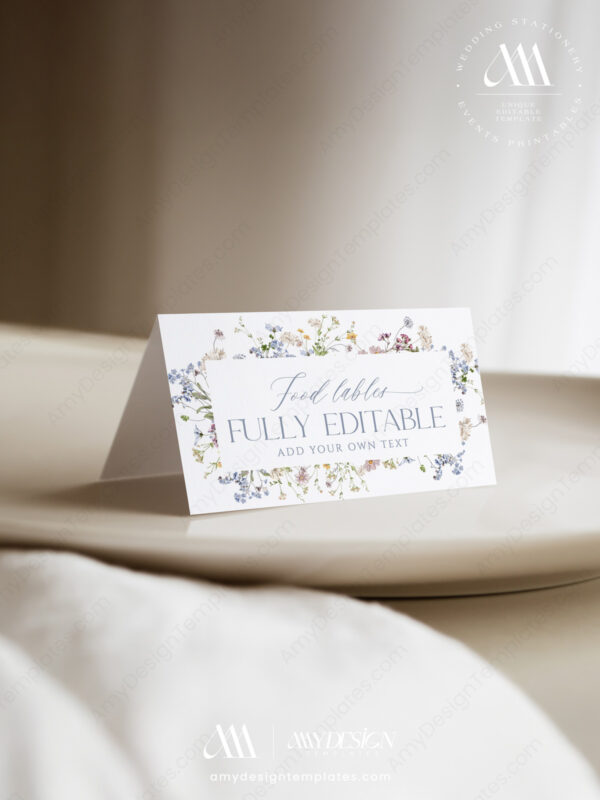 Alternative view of Wildflower Food Labels Template | Folded & Flat Food Cards | Printable Editable Escort Cards