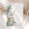 Blue Tea Party Bridal Shower Invitation Card | Tea Invitation Printable Template Download Blue Tea Party Bridal Shower Invitation Card