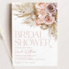 Dusty Roses Boho Bridal Shower Invitation Template Editable | Pampas Grass Bohemian Dusty Roses Boho Bridal Shower Invitation Template Editable