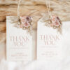 Pink Boho Favor Tags Template Customized | Pampas Bohemian Wedding Thank You Tags Printable Pink Boho Favor Tags Template Customized | Pampas Bohemian Wedding Thank You Tags Printable