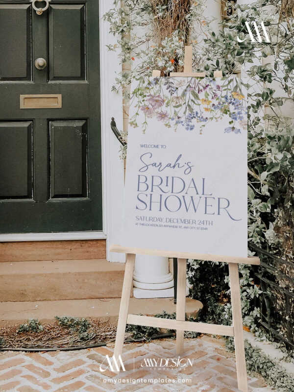 DIY Bridal Shower Signs Template Wildflower | Welcome Bridal Shower Signage Printable
