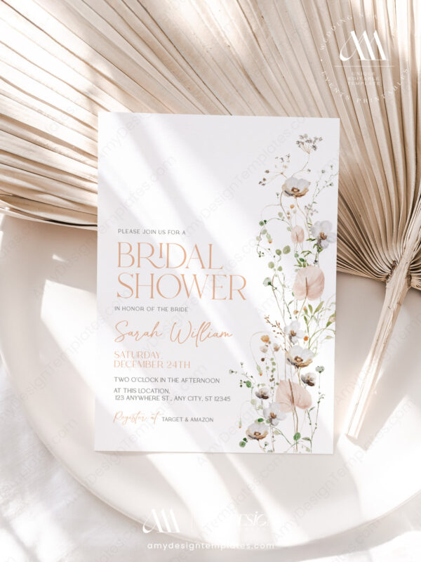 Wildflower Floral Bridal Shower Invitation Card