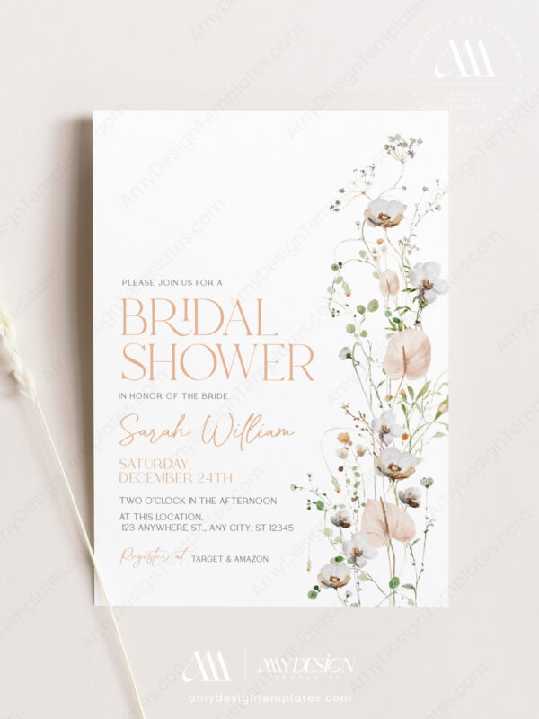 Wildflower Floral Bridal Shower Invitation Card