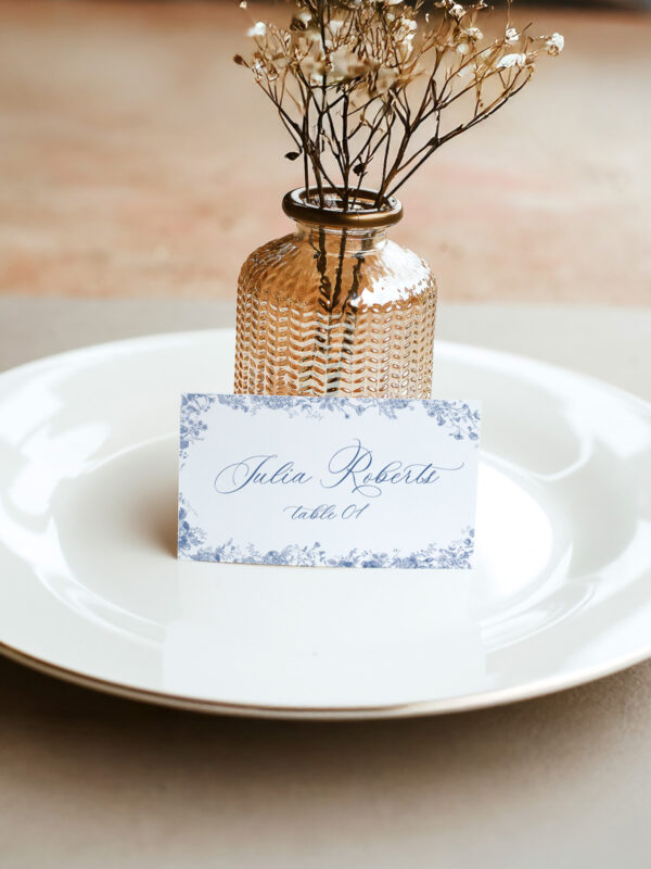 Alternative view of Minimalist Wedding Place Card Template | Something Blue Editable Printable Guest Name Card