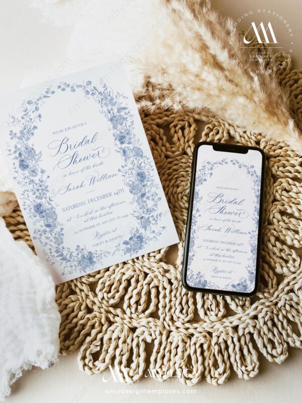 Something Blue Bridal Shower Invitation Template Editable