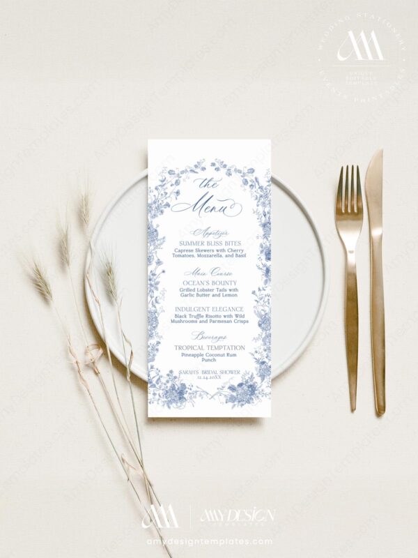 7+ Free Monogram Wedding Menu Templates: Your Elegant Table Setting Guide Collection of wedding menu cards at Amy Design Templates B037