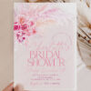 Pink Pastel Boho Arch Bridal Shower Invitation Template | Customizable Printable Editable Invite Pink Pastel Boho Arch Bridal Shower Invitation Template