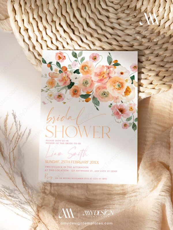 Citrus Orange Fruit Bridal Shower Invitation Template
