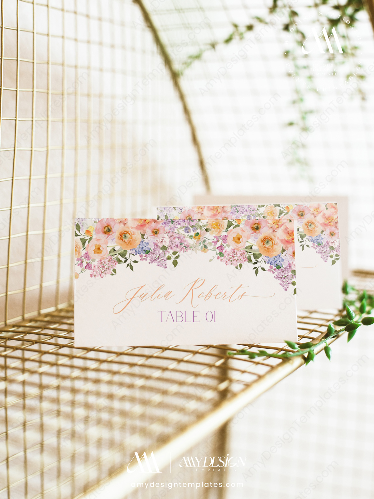 Floral Wedding Place Card Template Printable | Food Labels Template | Editable Buffet Cards | Bright Flowers Spring Floral Wedding Place Card Template Printable | Food Labels Template | Editable Buffet Cards | Bright Flowers Spring - Image 2