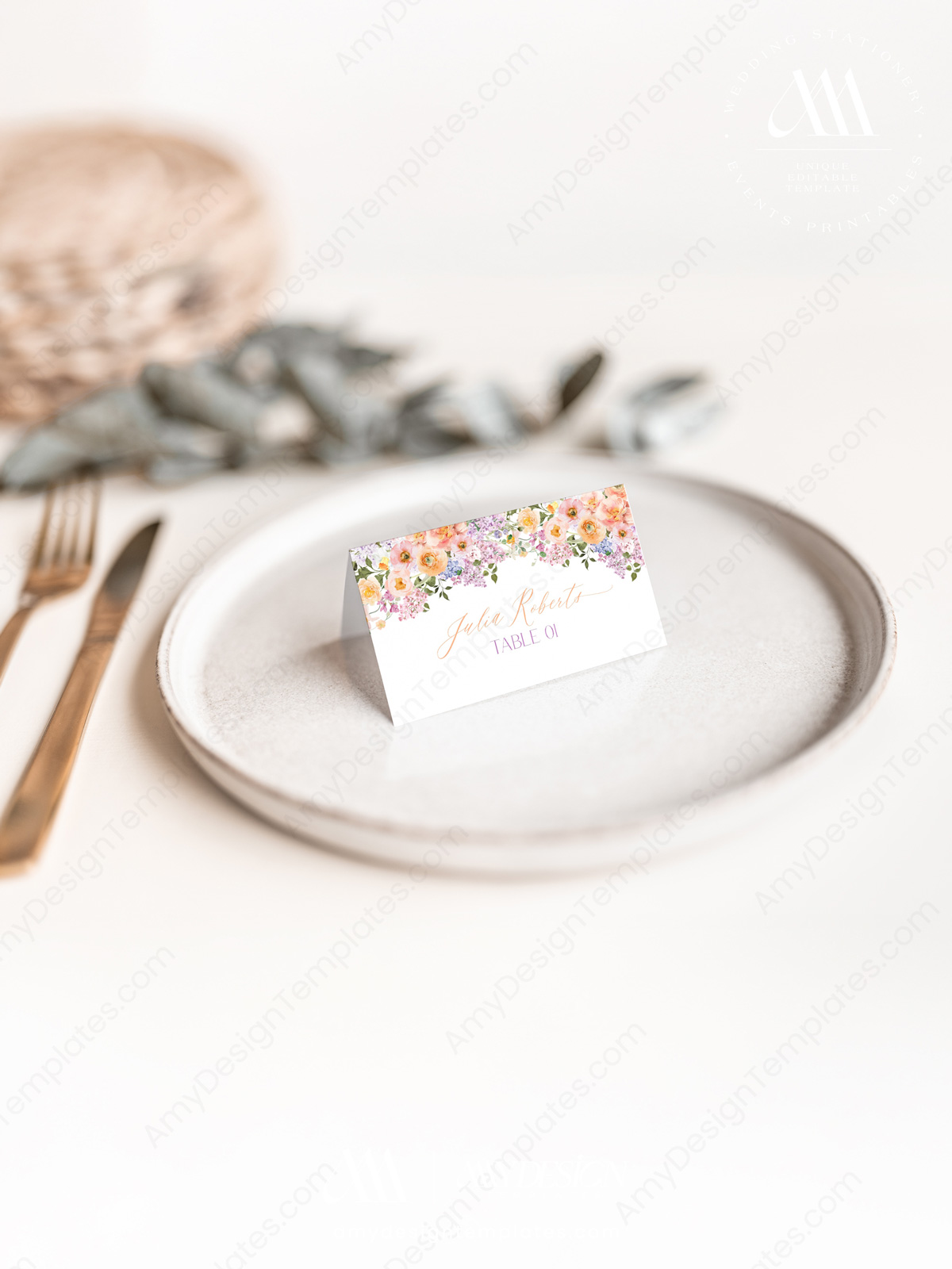 Floral Wedding Place Card Template Printable | Food Labels Template | Editable Buffet Cards | Bright Flowers Spring Floral Wedding Place Card Template Printable | Food Labels Template | Editable Buffet Cards | Bright Flowers Spring - Image 6