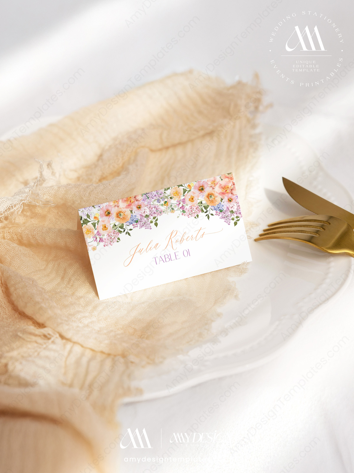 Floral Wedding Place Card Template Printable | Food Labels Template | Editable Buffet Cards | Bright Flowers Spring Floral Wedding Place Card Template Printable | Food Labels Template | Editable Buffet Cards | Bright Flowers Spring - Image 7