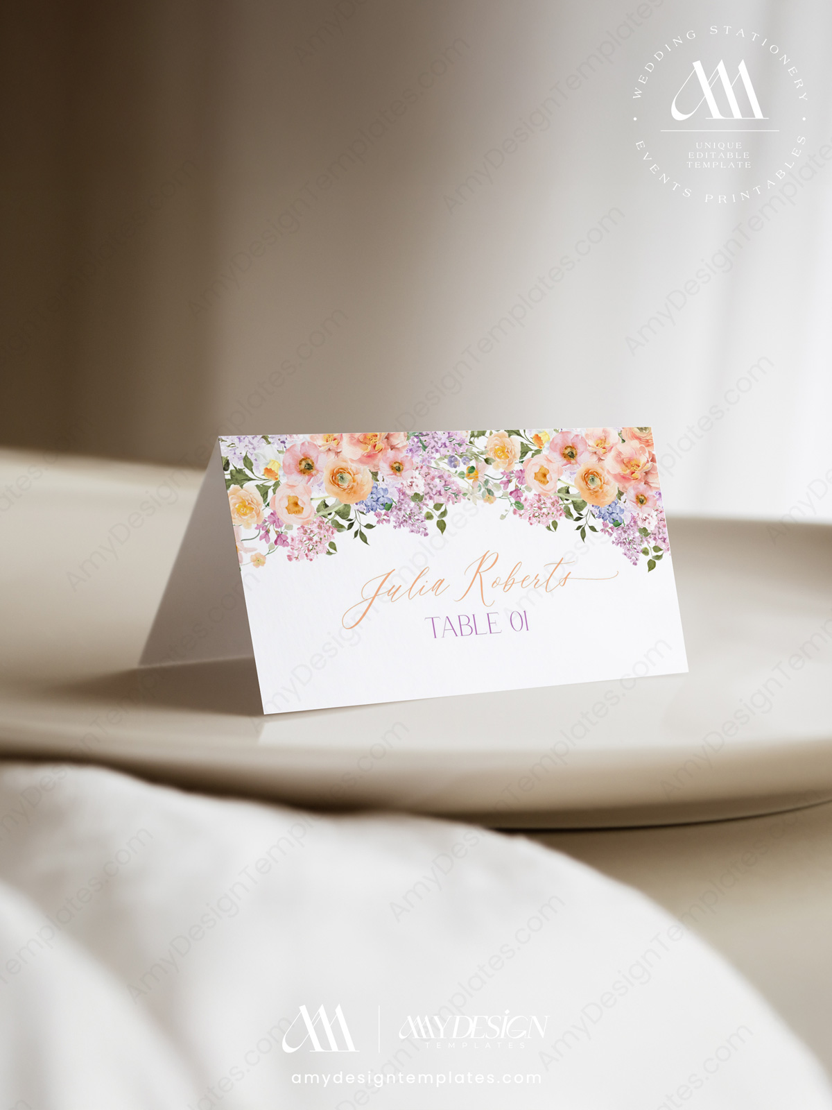 Floral Wedding Place Card Template Printable | Food Labels Template | Editable Buffet Cards | Bright Flowers Spring Floral Wedding Place Card Template Printable | Food Labels Template | Editable Buffet Cards | Bright Flowers Spring - Image 3