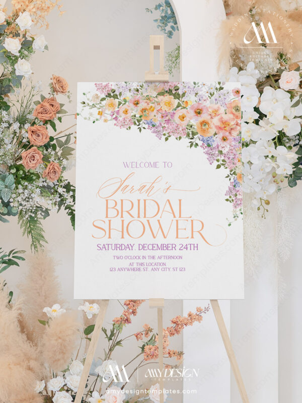 Spring Floral Bridal Shower Signage Printables Amy Design Templates
