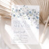 Blue Floral Wildflower Bridal Shower Invitation Template | Botanical Evite Printable Card Blue Floral Wildflower Bridal Shower Invitation Template