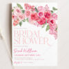 Hot Pink Floral Bridal Shower Invitation Template | Personalized Shower Evite Printable Download Hot Pink Floral Bridal Shower Invitation Template
