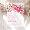 Hot Pink Floral Bridal Shower Invitation Template | Personalized Shower Evite Printable Download Hot Pink Floral Bridal Shower Invitation Template