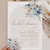 Dusty Blue Boho Bridal Shower Invitation Template | Pampas Grass Bohemian Invite Pampas Grass Bohemian Invite