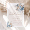 Dusty Blue Boho Bridal Shower Invitation Template | Pampas Grass Bohemian Invite Pampas Grass Bohemian Invite