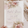 Pink Bohemian Boho Bridal Shower Invitation | Template Editable Pampas Grass Invite Printable Pink Bohemian Boho Bridal Shower Invitation | Template Editable Pampas Grass Invite Printable