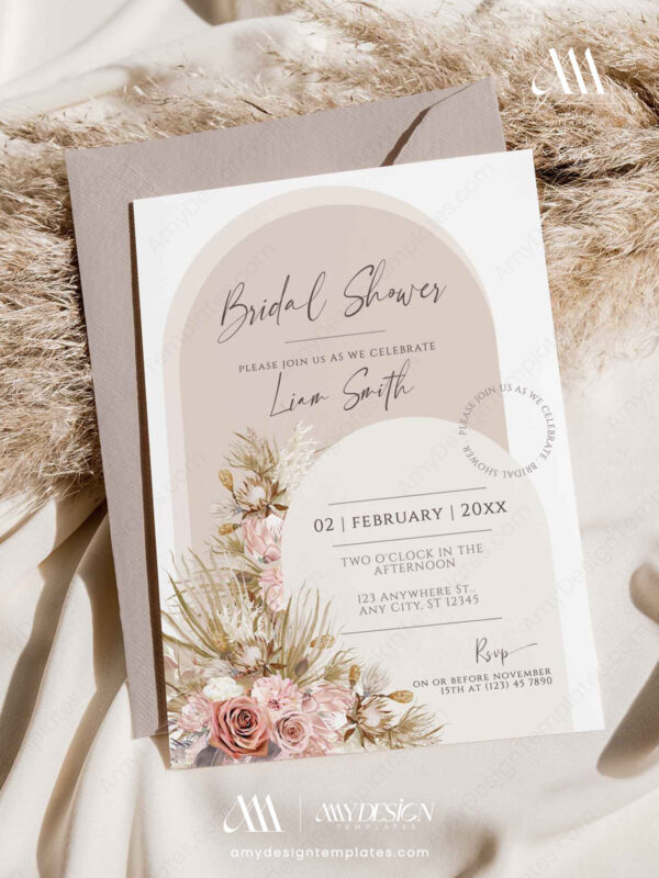 Bohemian Floral Pampas Grass Template