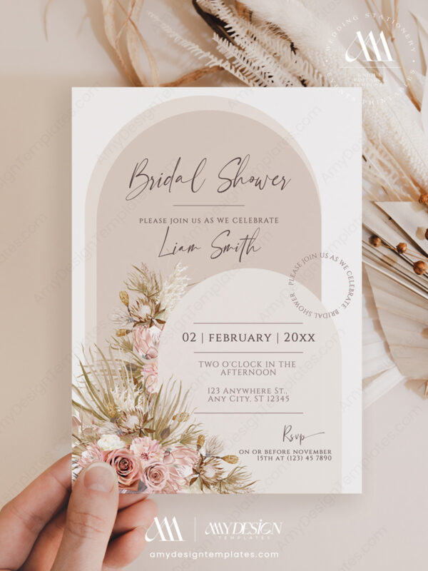 Bohemian Floral Pampas Grass Template