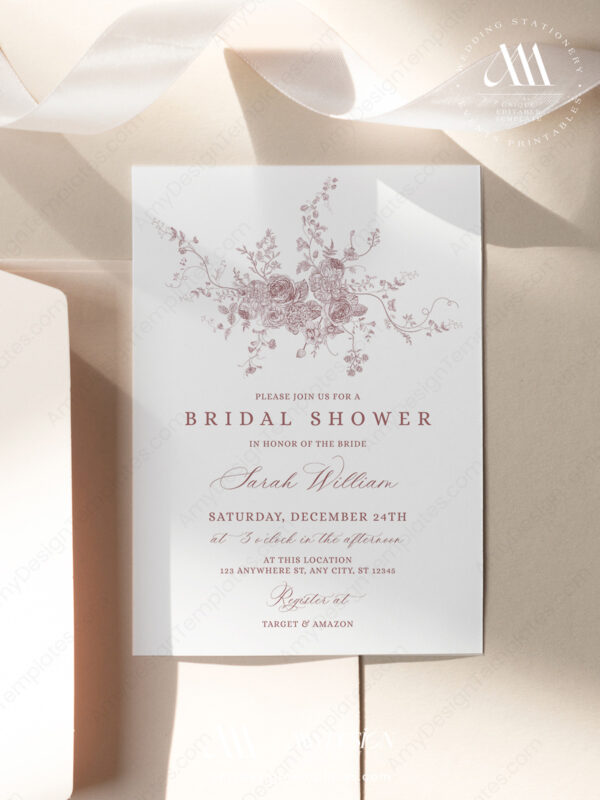 Editable French Toile Vintage Invite Printable