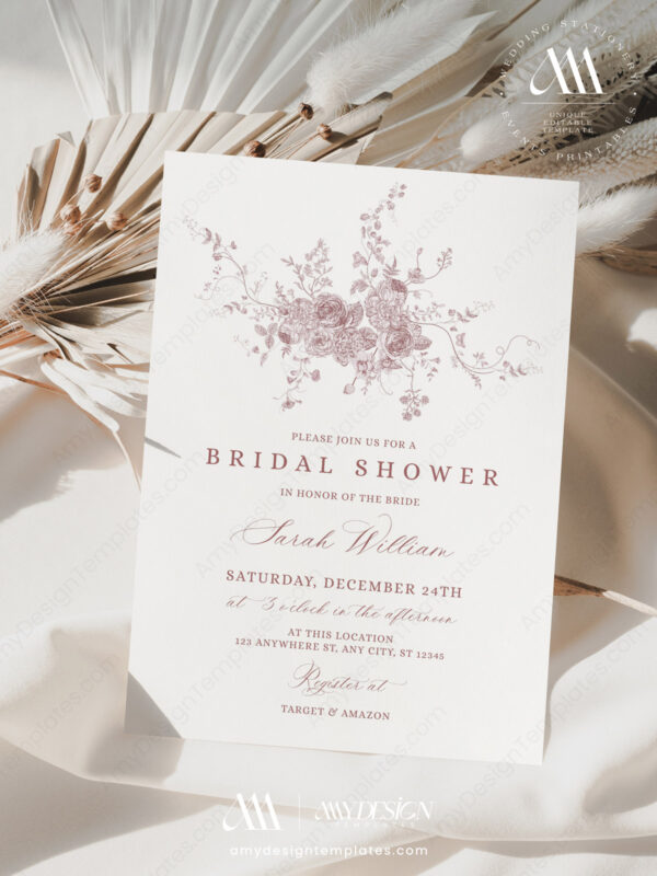 Editable French Toile Vintage Invite Printable