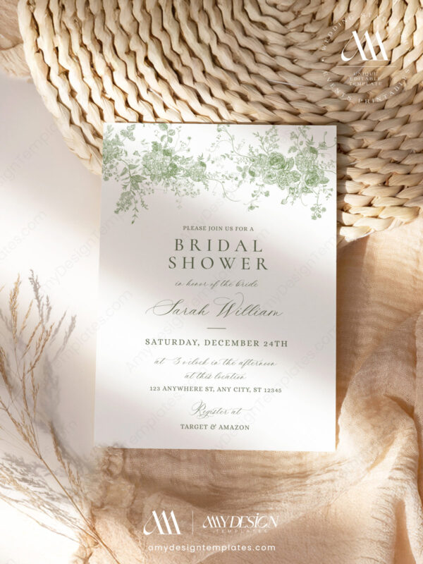 Greenery Vintage Monogram Invite Printable