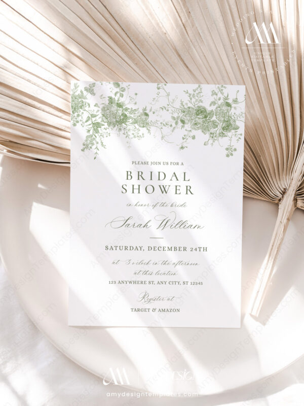 Greenery Vintage Monogram Invite Printable