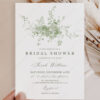 Minimalist Green Floral Bridal Shower Invitation Template | Monogram Greenery Invite Printable Editable Minimalist Green Floral Bridal Shower Invitation Template | Monogram Greenery Invite Printable Editable