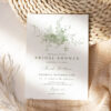 Minimalist Green Floral Bridal Shower Invitation Template | Monogram Greenery Invite Printable Editable Minimalist Green Floral Bridal Shower Invitation Template | Monogram Greenery Invite Printable Editable