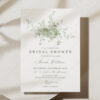 Minimalist Green Floral Bridal Shower Invitation Template | Monogram Greenery Invite Printable Editable Minimalist Green Floral Bridal Shower Invitation Template | Monogram Greenery Invite Printable Editable